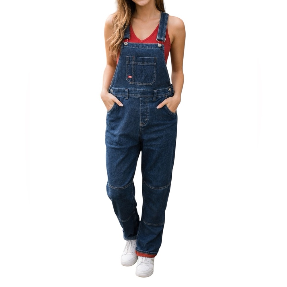 Dickeis women Utility Workwear Relaxed Bib Overalls Denim jumpsuit